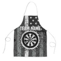 Grunge American Flag Darts Apron with Dartboard Target and Black White Stars - Wonder Print Shop