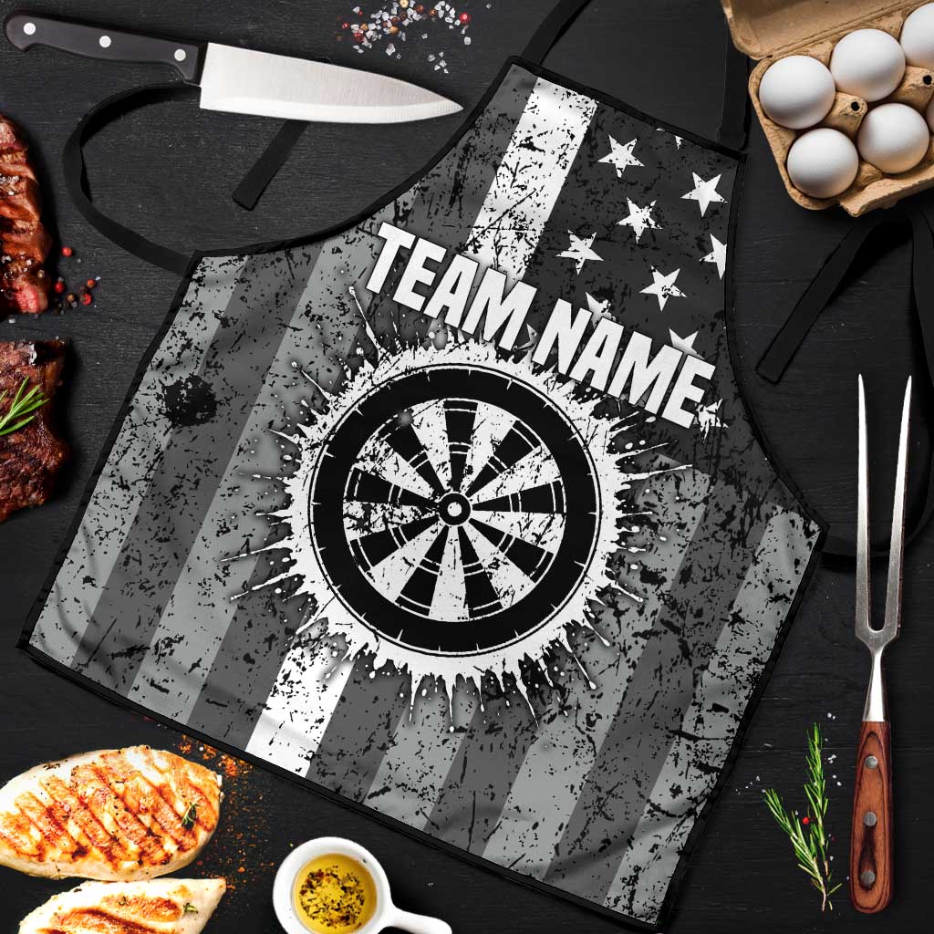Grunge American Flag Darts Apron with Dartboard Target and Black White Stars - Wonder Print Shop