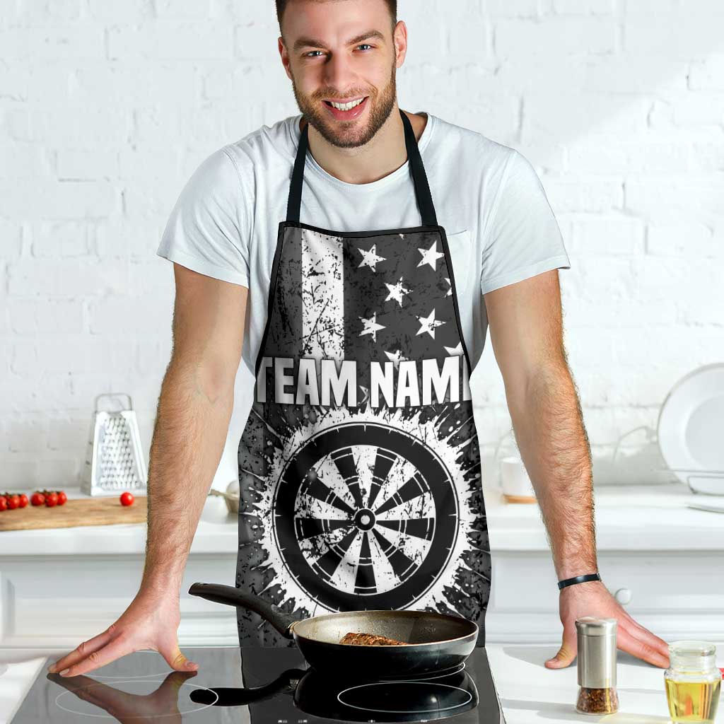 Grunge American Flag Darts Apron with Dartboard Target and Black White Stars - Wonder Print Shop