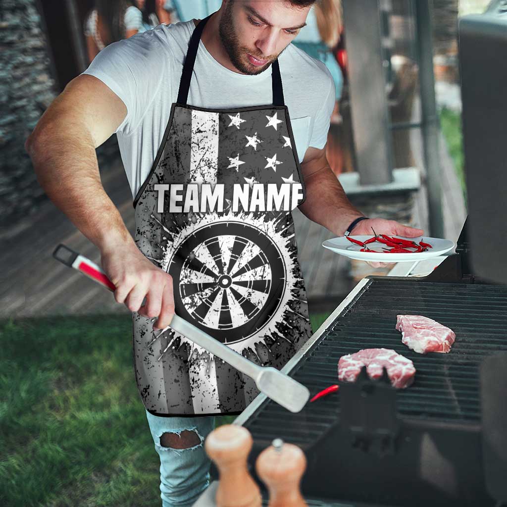 Grunge American Flag Darts Apron with Dartboard Target and Black White Stars - Wonder Print Shop