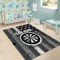 Grunge American Flag Darts Area Rug with Dartboard Target and Black White Stars - Wonder Print Shop