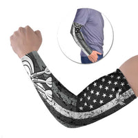 Grunge American Flag Darts Arm Sleeves with Dartboard Target and Black White Stars - Wonder Print Shop
