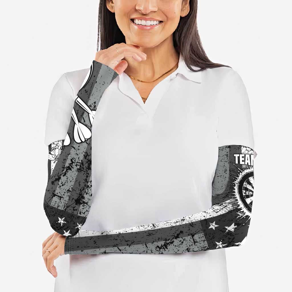 Grunge American Flag Darts Arm Sleeves with Dartboard Target and Black White Stars - Wonder Print Shop