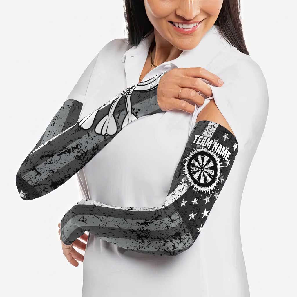 Grunge American Flag Darts Arm Sleeves with Dartboard Target and Black White Stars - Wonder Print Shop