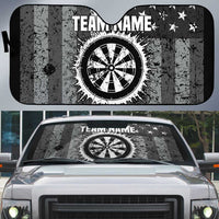 Grunge American Flag Darts Auto Sun Shade with Dartboard Target and Black White Stars - Wonder Print Shop