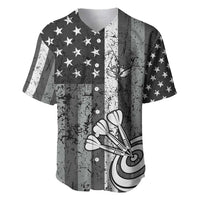 Grunge American Flag Darts Baseball Jersey with Dartboard Target and Black White Stars - Wonder Print Shop
