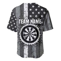 Grunge American Flag Darts Baseball Jersey with Dartboard Target and Black White Stars - Wonder Print Shop