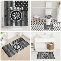 Grunge American Flag Darts Bathroom Set with Dartboard Target and Black White Stars - Wonder Print Shop