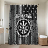 Grunge American Flag Darts Bathroom Set with Dartboard Target and Black White Stars - Wonder Print Shop