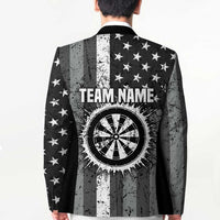Grunge American Flag Darts Blazer with Dartboard Target and Black White Stars - Wonder Print Shop