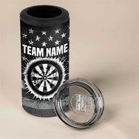 Grunge American Flag Darts 4 in 1 Can Cooler Tumbler with Dartboard Target and Black White Stars - Wonder Print Shop