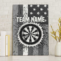 Grunge American Flag Darts Canvas Wall Art with Dartboard Target and Black White Stars - Wonder Print Shop