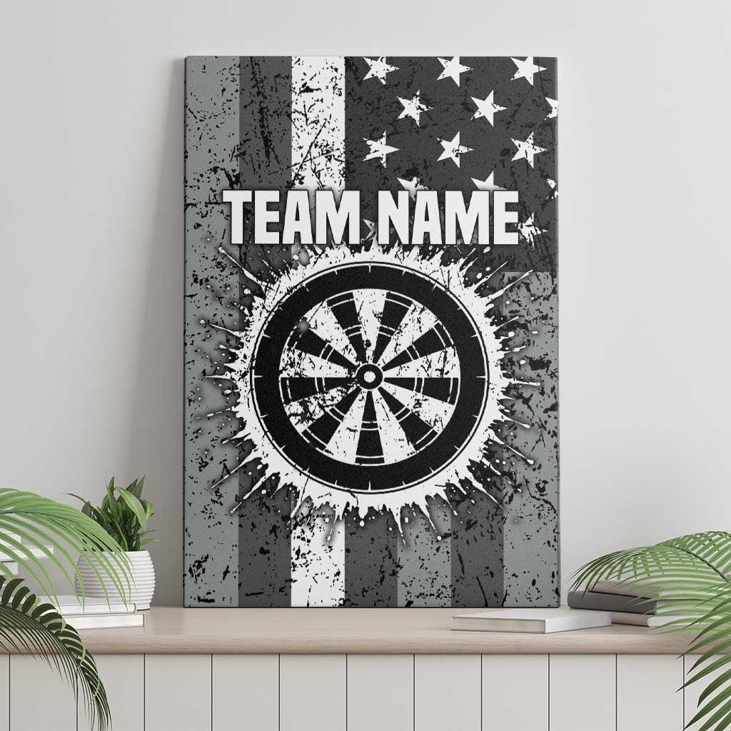 Grunge American Flag Darts Canvas Wall Art with Dartboard Target and Black White Stars - Wonder Print Shop