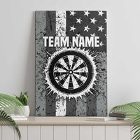 Grunge American Flag Darts Canvas Wall Art with Dartboard Target and Black White Stars - Wonder Print Shop