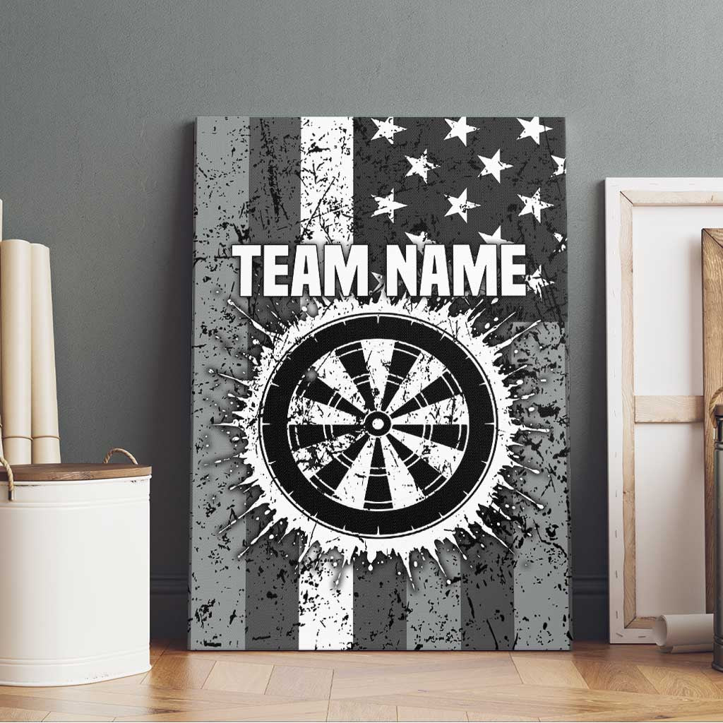 Grunge American Flag Darts Canvas Wall Art with Dartboard Target and Black White Stars - Wonder Print Shop