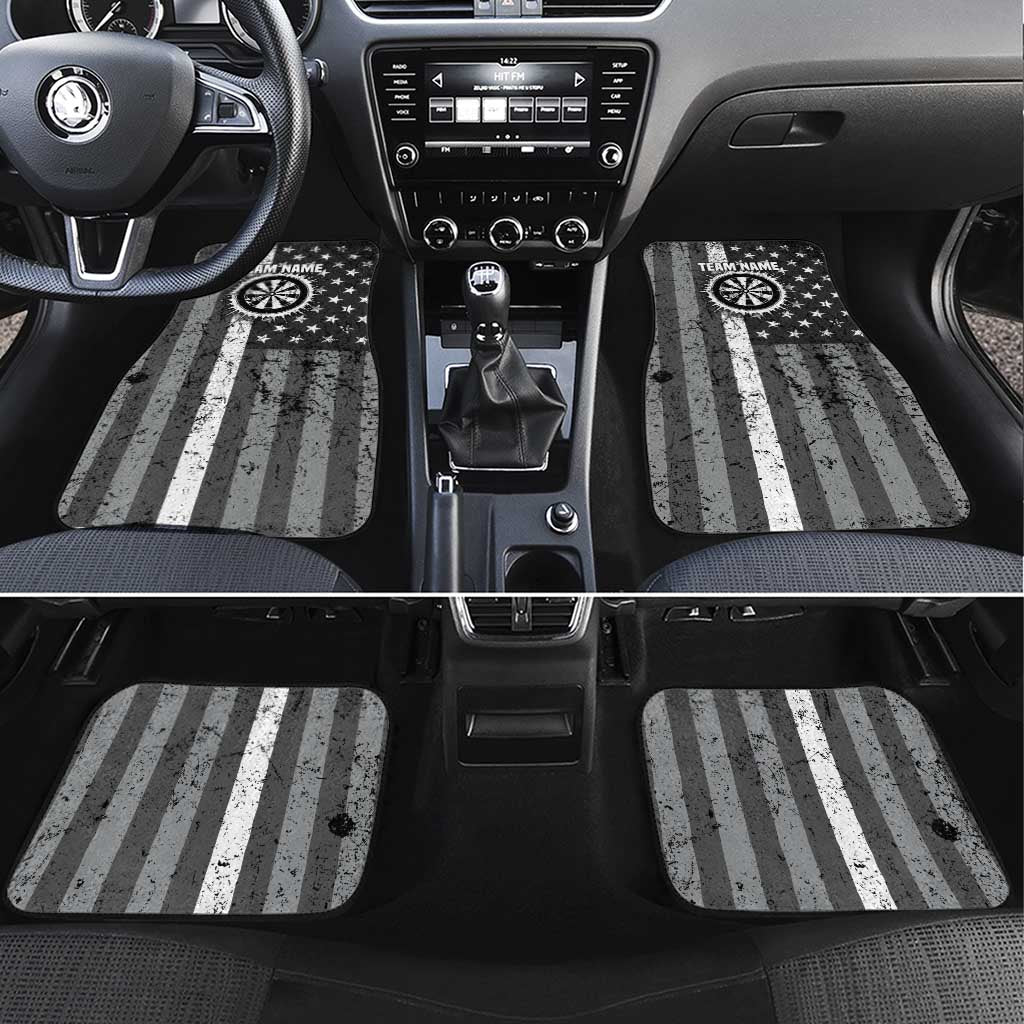 Grunge American Flag Darts Car Mats with Dartboard Target and Black White Stars - Wonder Print Shop