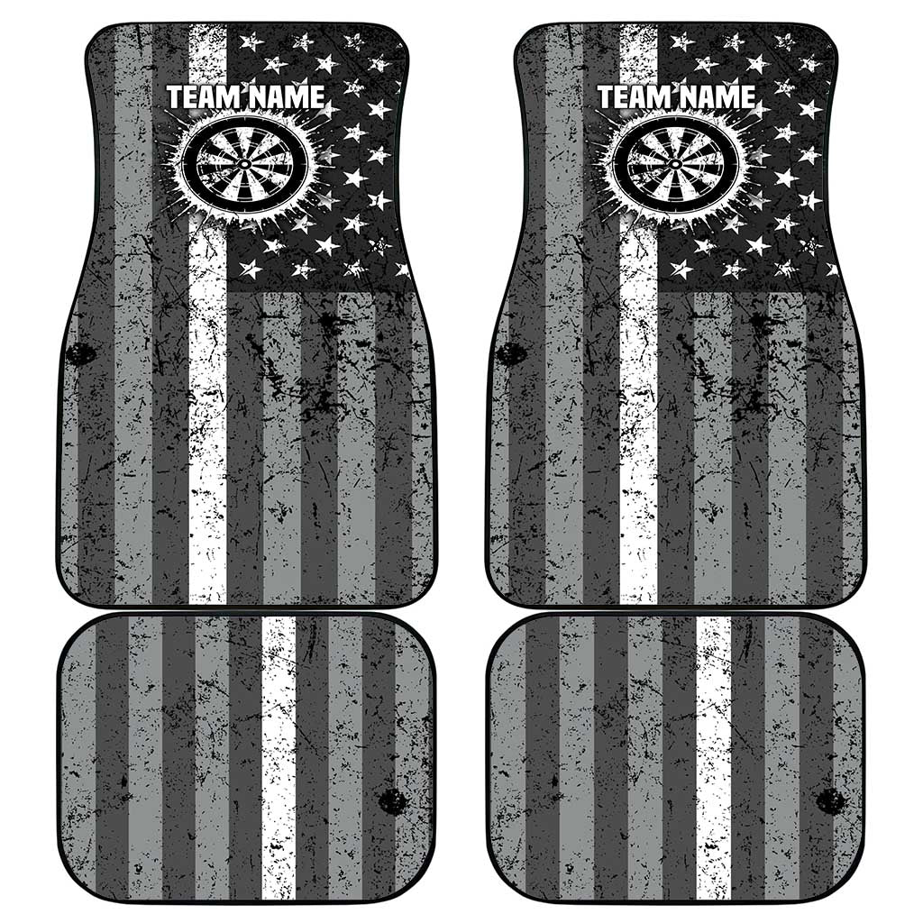 Grunge American Flag Darts Car Mats with Dartboard Target and Black White Stars - Wonder Print Shop