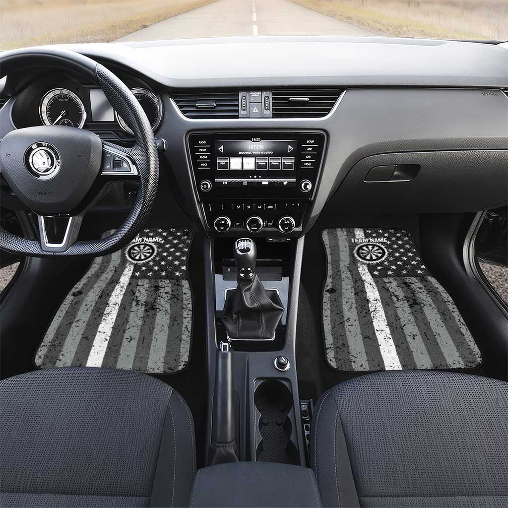 Grunge American Flag Darts Car Mats with Dartboard Target and Black White Stars - Wonder Print Shop
