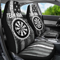 Grunge American Flag Darts Car Seat Cover with Dartboard Target and Black White Stars - Wonder Print Shop