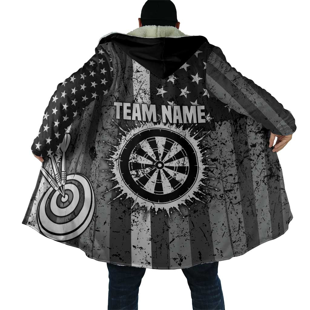 Grunge American Flag Darts Cloak with Dartboard Target and Black White Stars - Wonder Print Shop
