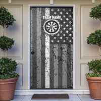 Grunge American Flag Darts Door Cover with Dartboard Target and Black White Stars - Wonder Print Shop