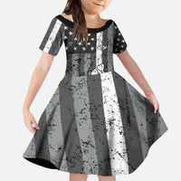 Grunge American Flag Darts Family Matching Mermaid Dress and Hawaiian Shirt with Dartboard Target and Black White Stars - Wonder Print Shop