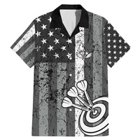 Grunge American Flag Darts Family Matching Mermaid Dress and Hawaiian Shirt with Dartboard Target and Black White Stars - Wonder Print Shop