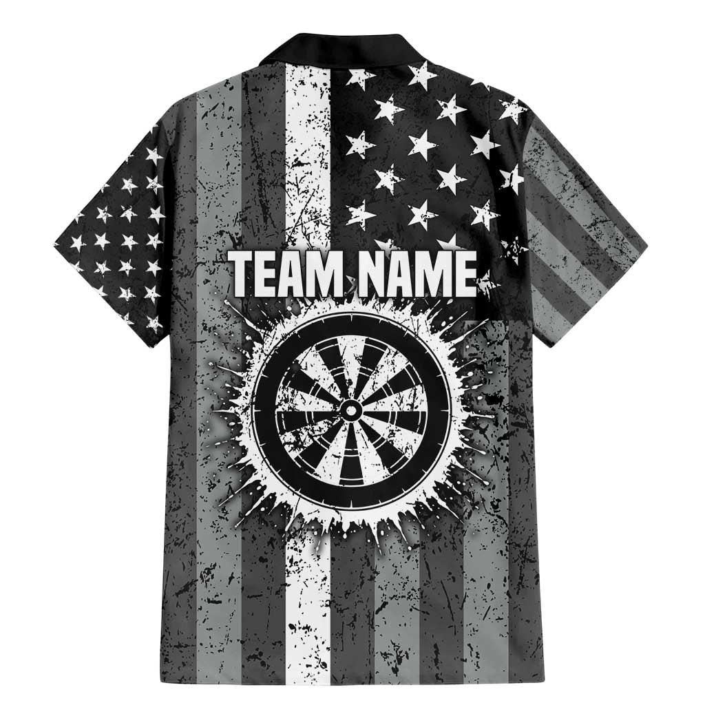 Grunge American Flag Darts Family Matching Mermaid Dress and Hawaiian Shirt with Dartboard Target and Black White Stars - Wonder Print Shop
