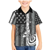 Grunge American Flag Darts Family Matching Mermaid Dress and Hawaiian Shirt with Dartboard Target and Black White Stars - Wonder Print Shop