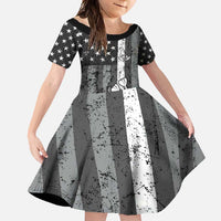 Grunge American Flag Darts Family Matching Off Shoulder Maxi Dress and Hawaiian Shirt with Dartboard Target and Black White Stars - Wonder Print Shop