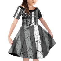 Grunge American Flag Darts Family Matching Off Shoulder Short Dress and Hawaiian Shirt with Dartboard Target and Black White Stars - Wonder Print Shop