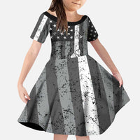 Grunge American Flag Darts Family Matching Puletasi and Hawaiian Shirt with Dartboard Target and Black White Stars - Wonder Print Shop