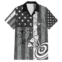 Grunge American Flag Darts Family Matching Short Sleeve Bodycon Dress and Hawaiian Shirt with Dartboard Target and Black White Stars - Wonder Print Shop