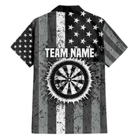 Grunge American Flag Darts Family Matching Summer Maxi Dress and Hawaiian Shirt with Dartboard Target and Black White Stars - Wonder Print Shop