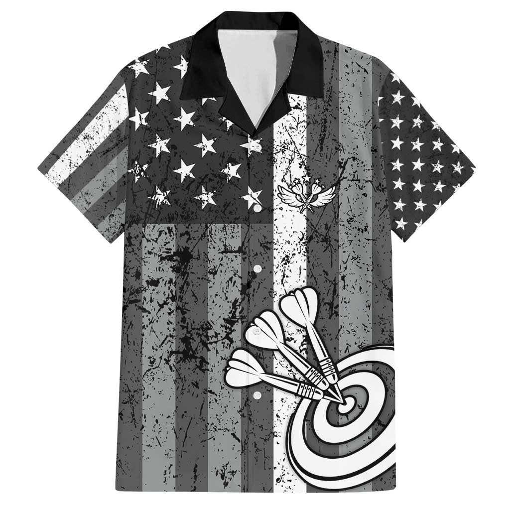 Grunge American Flag Darts Family Matching Tank Maxi Dress and Hawaiian Shirt with Dartboard Target and Black White Stars - Wonder Print Shop