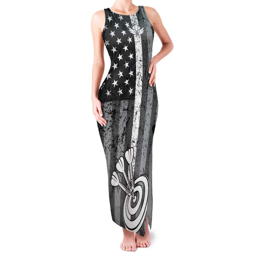 Grunge American Flag Darts Family Matching Tank Maxi Dress and Hawaiian Shirt with Dartboard Target and Black White Stars - Wonder Print Shop