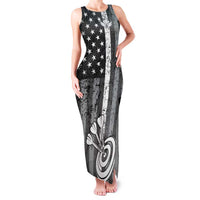 Grunge American Flag Darts Family Matching Tank Maxi Dress and Hawaiian Shirt with Dartboard Target and Black White Stars - Wonder Print Shop