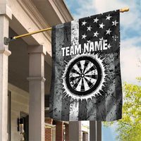 Grunge American Flag Darts Garden Flag with Dartboard Target and Black White Stars - Wonder Print Shop