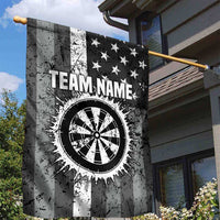 Grunge American Flag Darts Garden Flag with Dartboard Target and Black White Stars - Wonder Print Shop