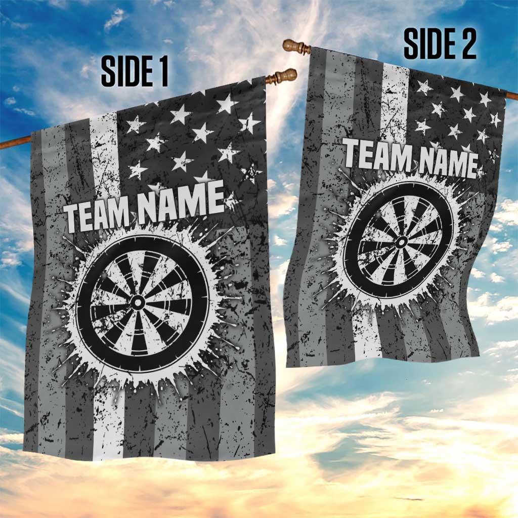 Grunge American Flag Darts Garden Flag with Dartboard Target and Black White Stars - Wonder Print Shop