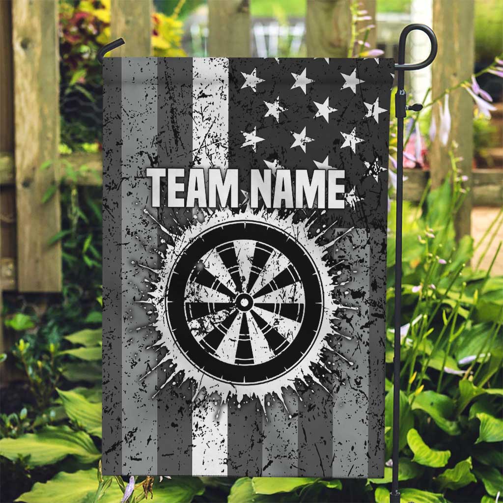 Grunge American Flag Darts Garden Flag with Dartboard Target and Black White Stars - Wonder Print Shop