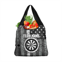 Grunge American Flag Darts Grocery Bag with Dartboard Target and Black White Stars - Wonder Print Shop