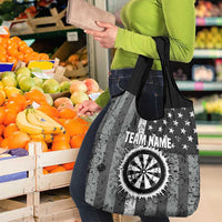 Grunge American Flag Darts Grocery Bag with Dartboard Target and Black White Stars - Wonder Print Shop