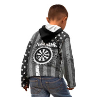 Grunge American Flag Darts Kid Hoodie with Dartboard Target and Black White Stars - Wonder Print Shop