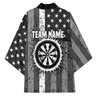 Grunge American Flag Darts Kimono with Dartboard Target and Black White Stars - Wonder Print Shop