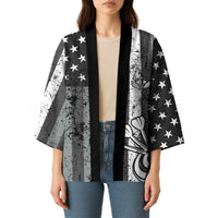 Grunge American Flag Darts Kimono with Dartboard Target and Black White Stars - Wonder Print Shop