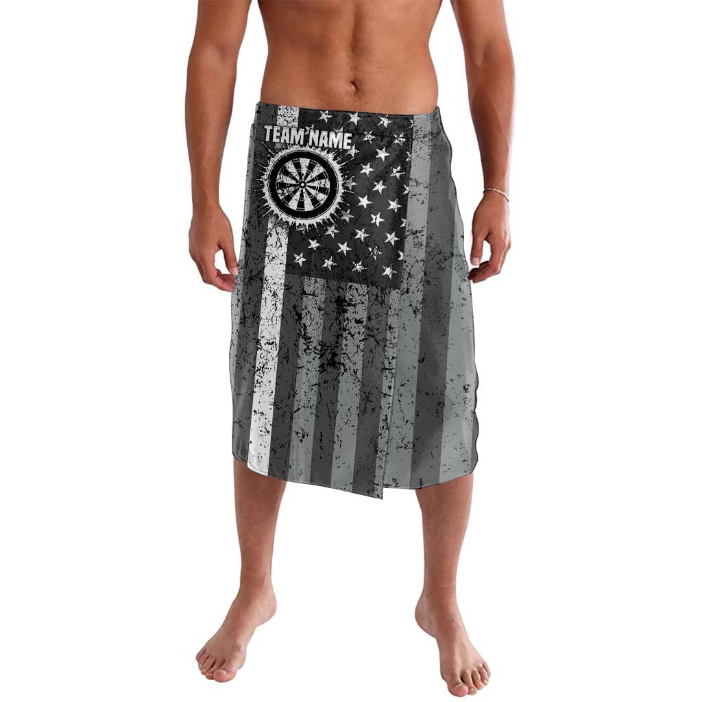 Grunge American Flag Darts Lavalava with Dartboard Target and Black White Stars - Wonder Print Shop