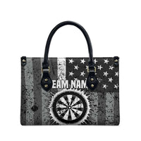 Grunge American Flag Darts Leather Bag with Dartboard Target and Black White Stars - Wonder Print Shop