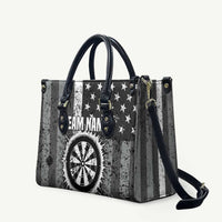Grunge American Flag Darts Leather Bag with Dartboard Target and Black White Stars - Wonder Print Shop
