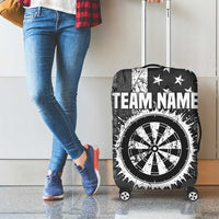 Grunge American Flag Darts Luggage Cover with Dartboard Target and Black White Stars - Wonder Print Shop